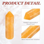MECCANIXITY Crystals Wands Citrine Hexagonal Faceted Single Points Towers Pocket Polished Stone Bulk for Energy Chakra Meditation Crystal Healing, 33 x 8mm (Yellow),10Pcs
