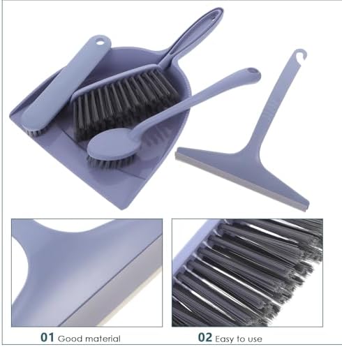 Holibanna Mini Desk Broom and Dustpan Set 5pcs, Portable Desktop Cleaning Brush Kit for Home and Office, Lightweight Handheld Sweeping Tools for Dust and Car Detailing