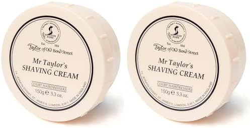 Taylor of Old Bond Street Mr Taylor Fragrance Shaving Cream Bowl 150g (2-Pack) – Rich Lather for Traditional Shaving