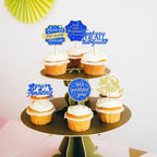 Ercadio 24Pcs We Appreciate You Cupcake Toppers Glitter Blue Gold Thank You Being Awesome Retirement Cupcake Decorations Graduation Parents Appreciation Theme Teacher's Mother's Father's Day Supplies