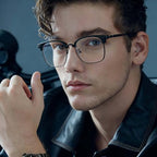 Junsika Blue Light Blocking Glasses for Men Retro Semi Rimless Anti Fatigue Computer Gaming Glasses