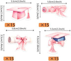 60 Pack Edible Class of 2025 Cupcake Toppers Wafer Paper 2025 Graduation Cap Cupcake Picks Congrats Grad Graduation Cake Decorations Party Supplies Pink