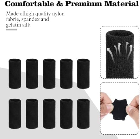 Finger Sleeves Protectors, 10 Pcs Finger Arthritis Sleeves Elastic Thumb Splint Brace Support Protector for Relieving Pain Breathable Fingers Tape for Basketball Golf Sports Aid Support