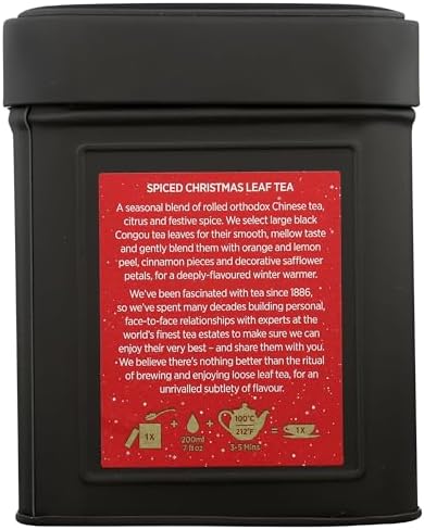 Taylors of Harrogate Spiced Christmas, Holiday Black Tea, Loose Leaf, 4.41 Ounce Tin Caddy, Deep, Festive and Spiced, Caffeinated, Premium Whole Leaf Tea