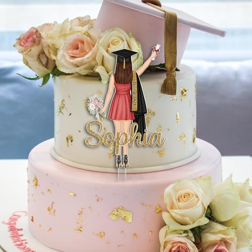 2026 Personalized Girl Graduation Cake Topper | Custom Name Cake & Cupcake Decorations, Personalized Graduation Party Gift, Congrats Graduate Gift