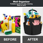 Cleaning Caddy with Handle, Cleaning Products Organiser, 17L Foldable Storage Basket, Cleaning Caddy Organiser, Portable Multi Cleaning Bucket Bag for Home, Garden (Black)