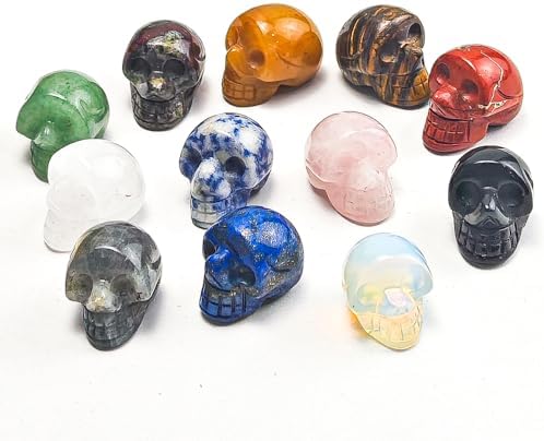 7pcs 1 inch Natural Crystals Skulls Mineral Gems Ghost Head Polished Carved Reiki Healing Gift Desktop Home Decor Stone Crafts Statues (Natural Crystal Skull- random7pcs)