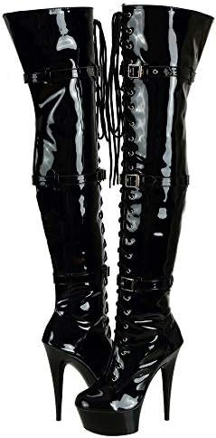 SheSole Women's Over The Knee Thigh High Heel Boots Platform Zip Buckle Lace Up