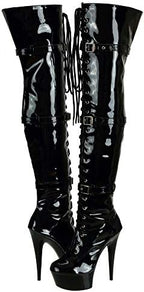SheSole Women's Over The Knee Thigh High Heel Boots Platform Zip Buckle Lace Up