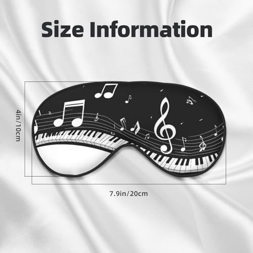 Piano Keys with Musical Notes Print Double Side Sleep Eye Mask, Adjustable Night Eye Cover for Women Men