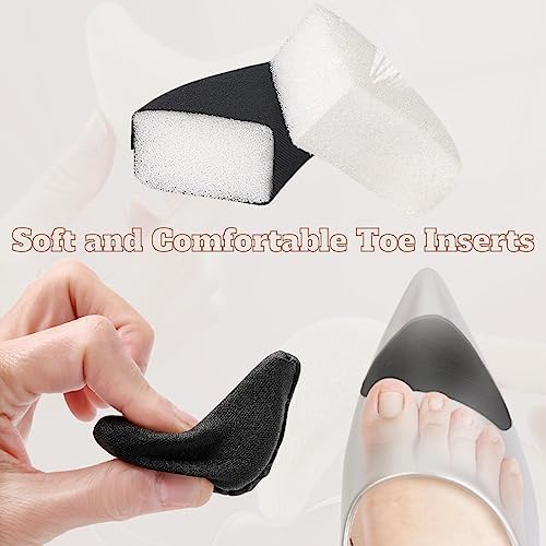Toe Inserts for Shoes Too Big, 4 Pairs Shoe Inserts for Women Men, Foam Toe Filler, Shoe Fitters, Black and Beige