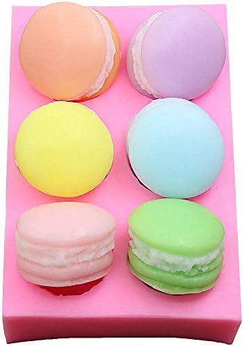 MoldFun 6-Cavity 3D Macaron Hamburger Silicone Mold for Fondant, Cake/Cupcake Decorating, Baking, Gum Paste, Chocolate, Candy, Mini Soap, Bath Bomb