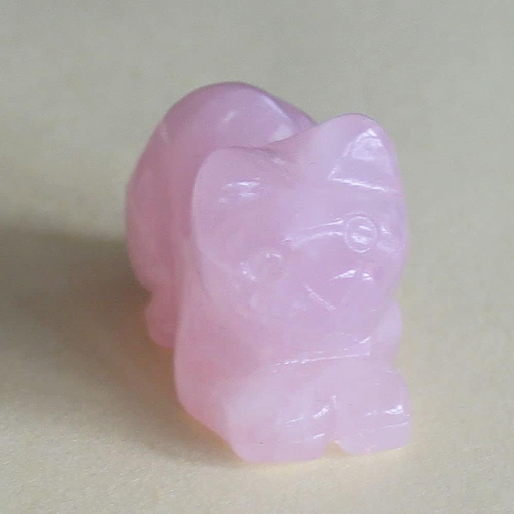 Generic Hand Carved Mixed gemstome Crystal cat Animal Figurine Animal Carving Rose Quartz