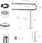 Toilet Grab Bar 31.3 Inch with Leg, YuanDe Chrome Anti-Slip Toilet Handrail, Wall & Floor Mounted Stainless Steel Grab Bar, Knurled Handicap Support Rail for Elderly, Disabled, Pregnant