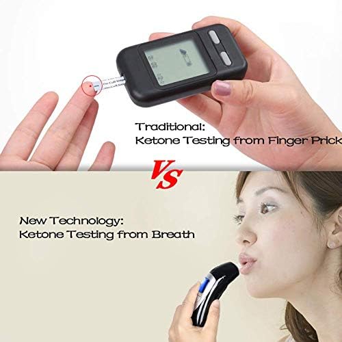 Ketone Breath Analyzer Professional Grade Accuracy Digital Ketone Breath Meter Tracing Ketosis Status with 10 Mouthpieces(Black)