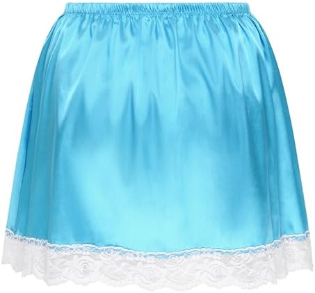Satini Frilly Lace Sissy Ruffled Silky Satin Half Slip Petticoat Dolly Skirt