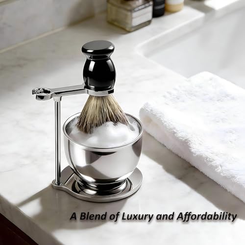 GRUTTI Shaving Brushes Kit For Men, 3 In 1 Shaving Brush Set Includes Shaving Brush, Shaving Bowl, Shaving Stand