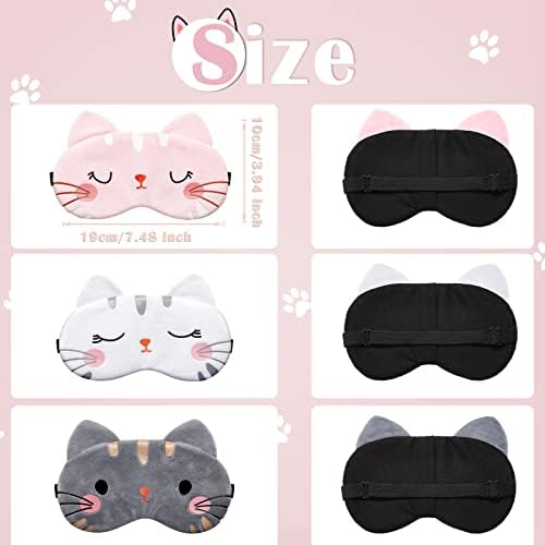 Haysandy 3 Pieces Sleep Mask for Kids Girls Cute Cat Sleeping Eye Cover Soft Mask Comfortable Funny Animal Night Eye Blindfold Cover for Kids Girls Women Home Travel(Cat)
