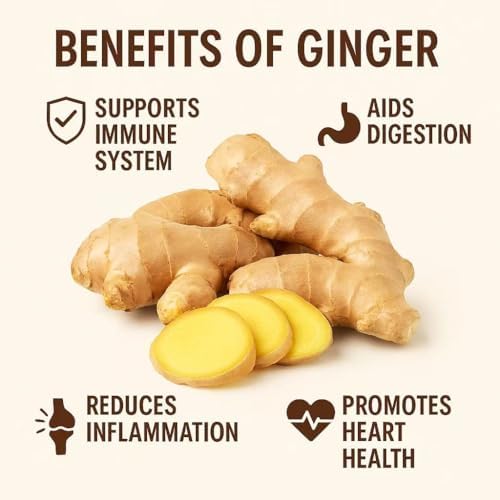 Fresh Ginger Root 1 lb, Whole Raw Ginger Premium Quality For Cooking, Tea & Kitchen Use