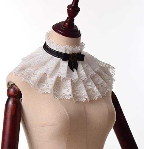 BLESSUME Lolita Neck Collar Elizabethan Ruff Gothic Lace Neck Ruff Collar