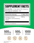 BulkSupplements.com Astragalus Extract Powder - Astragalus Root Powder, Herbal Supplement - Vegan & Gluten Free, 500mg per Serving, 500g (1.1 lbs) (Pack of 1)