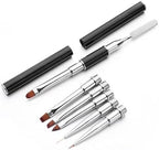 7-in-1 Nail Art Brush Set - Dual-Ended Stainless Steel Nail Tool with Spatula & Replaceable Brush Heads, Professional Acrylic & Gel Nail Brushes for Carving, Liner, Detail & Salon Manicure