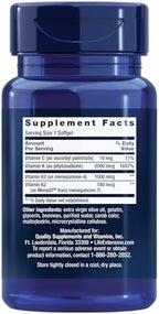 Life Extension Super K, Vitamin K Supplement, 2000 Mcg Vitamin K and 1180 Mcg Vitamin K2, Heart Health, Once-Daily, 90 Softgels