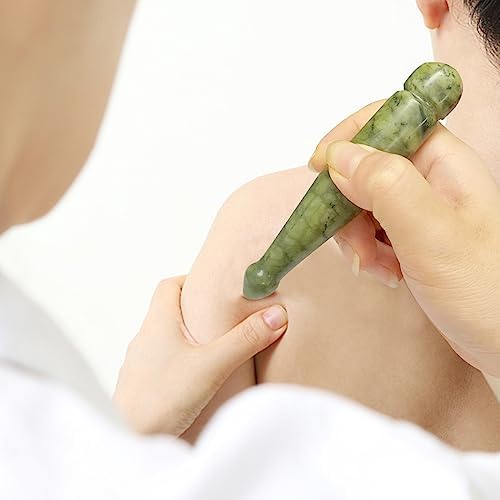gemshan Jade Gua Sha Pen - Handmade Deep Tissue Massage Tool, Scraping Therapy, Facial & Body Relaxation