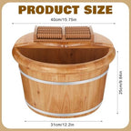 Geelin 10.24 Inch Tall Wooden Foot Bath Bucket with Massage Roller and Lid, Thick Insulated Wooden Foot Basin for Relaxation, Massage Soles, Suitable for Families, Athletes and Elderly (Wood)