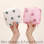 1pc Creative Minimalist Sanitary Napkin Storage Bag, Cartoon Random Print/Toilet Paper Organizer, Multi-Functional Travel Small Pouch (Pink)