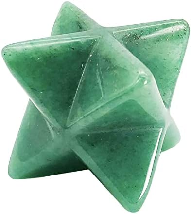 1 Inch Green Aventurine Merkaba Star, Healing Crystal Carving Geometric Eight-Pointed Sacred Star for Divine Meditation Spiritual Positive Energy Therapy