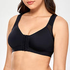DELIMIRA Women's Full Coverage Front Closure Wire Free Back Support Posture Bra