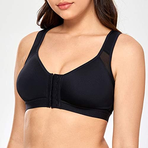DELIMIRA Women's Full Coverage Front Closure Wire Free Back Support Posture Bra