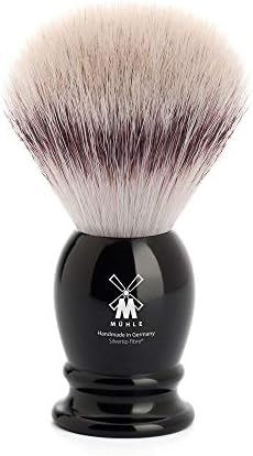 MÜHLE Classic Black Medium Silvertip Fiber Shaving Brush - Synthetic Luxury Shave Brush for Men, Rich Lather