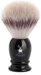 MÜHLE Classic Black Medium Silvertip Fiber Shaving Brush - Synthetic Luxury Shave Brush for Men, Rich Lather