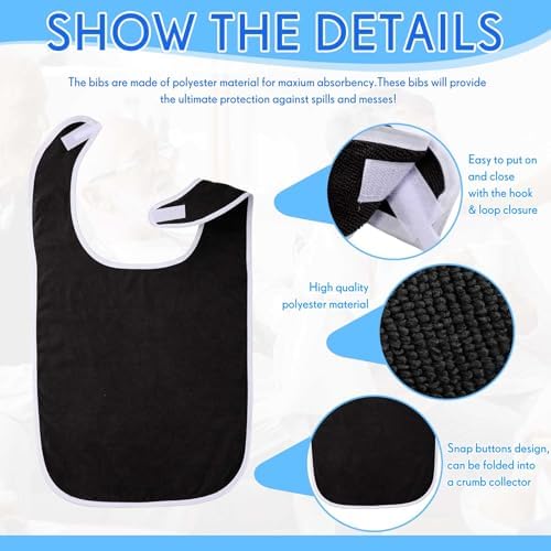 Adult Bibs Washable Clothing Protector for Men Women Adjustable Eating Cloth for Elderly Seniors and Disabled