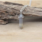 Natural Stone Pendants Necklaces Crystal Quartz Fluorite Pendulum,Grey Agate