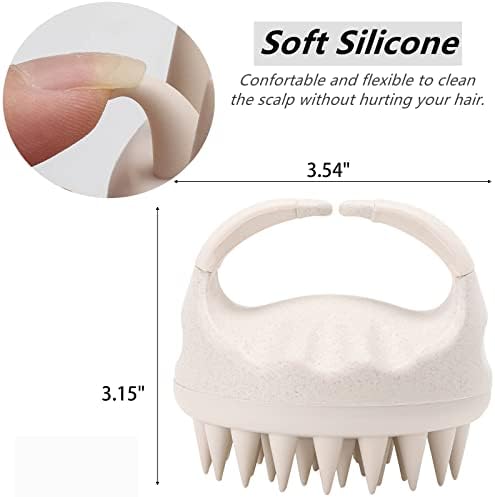 Hair Scalp Massager Shampoo Brush Hair Scrubber Washing Brush Silicone Scalp Exfoliator for Dandruff Removal- Beige