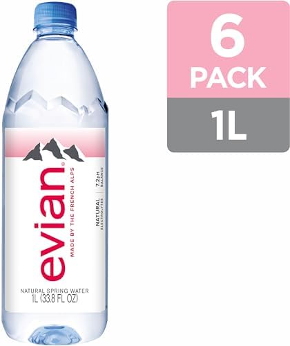 Evian Natural Spring Water, 1 L bottles, 6 pack