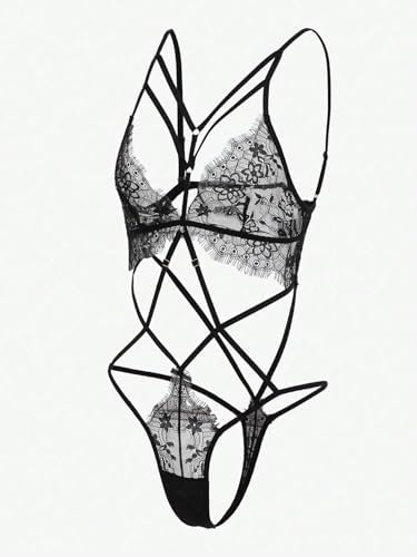Lingerie Sets for Women Sexy Sheer Teddy Lace Babydoll with T back Design, Women‘s Lace Bodysuit