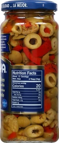 GOYA Salad Olives, Pitted Manzanilla Spanish Olives with Pimientos, 7 Ounce (Pack of 2)