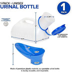 Unisex Urinal Bottle (1 Pack) - Portable Urinal for Women & Men - Female Urinal with Lid - 32 Oz Female Urination Device - Women Pee Funnel Cup for Emergency, Travel, Car & Camping - Stock Your Home
