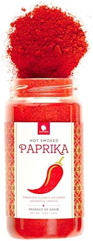 Gourmanity Hot Smoked Paprika Powder, Premium Spanish Paprika Seasoning, Oak Wood Smoked for Adding Depth, Flavor and Color to Your Dishes, Kosher, Gluten Free, Hot Pimenton 5.64 oz
