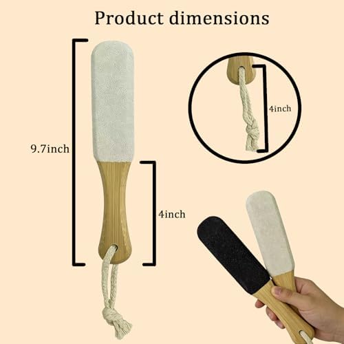 2-Pack Professional Pedicure Foot File & Pumice Stone with Wooden Handle - Callus Remover and Foot Scrubber for Dead Skin, Dry Rough Feet, Cracked Heels and Corns