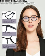 EYEURL 4-Pack Round Reading Glasses for Women Men Blue Light Glasses Retro Round Computer Readers With Spring Hinges Anti Glare Filter Lightweight Eyeglasses 1.5