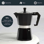 Primula Classic Stovetop Espresso and Coffee Maker, Moka Pot for Italian and Cuban Café Brewing, Greca Coffee Maker, Cafeteras, 6 Espresso Cups, Black