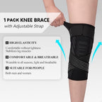 Knee Brace for Women & Men Knee Support Sleeve 1 Pack Knee Compression Sleeve with Strap for Knee Joint Pain Relief, Arthritis, Meniscus Tear, ACL, Workout, Sports, Running (Black, Large)