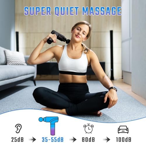 cotsoco Massage Gun Deep Tissue, Muscle Massage Gun with 9 Attachment Heads 20 Speeds & Silent Brushless Motor for Pain Relief, Handheld Percussion Back Massager Gun, Gifts for Men Women(Black)