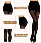 MANZI 2 Pairs Compression Pantyhose for Women Shaping Black Tights 10-15mmHg Support 50D Opaque Stockings