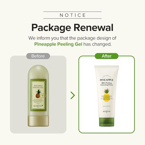 SKINFOOD Pineapple Peeling Gel 3.38 fl.oz. (100ml) - Pineapple & Aloe AHA Deep Facial Exfoliating Gel, Eliminates Sebum, Skin Clear and Blemish-Free - Dead Skin Remover for Face - Facial Peel